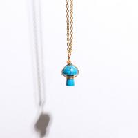 Gemstone Necklaces, Natural Stone, with Brass, mushroom, gold color plated & Unisex & carved 20mm Approx 38 cm 