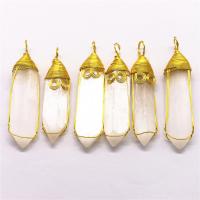 Gemstone Brass Pendants, Gypsum Stone, with Brass, Conical, gold color plated, Unisex, white 