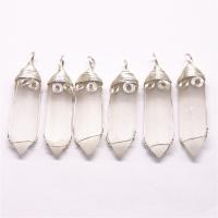 Gemstone Brass Pendants, Gypsum Stone, with Brass, Conical, silver color plated, Unisex, white 