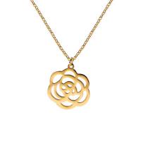 Stainless Steel Jewelry Necklace, 304 Stainless Steel, with 1.97inch extender chain, Flower, Vacuum Ion Plating, fashion jewelry & for woman Approx 17.72 Inch 