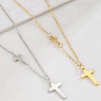Stainless Steel Jewelry Necklace, 304 Stainless Steel, with 1.97inch extender chain, Cross, Vacuum Ion Plating, fashion jewelry & for woman 15.6*10mm,10*6.4mm Approx 17.72 Inch 