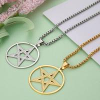 Stainless Steel Sweater Chain Necklace, 304 Stainless Steel, pentagram, Vacuum Ion Plating, fashion jewelry & for woman Approx 23.62 Inch 