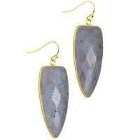 Gemstone Drop Earring, Zinc Alloy, with Labradorite, fashion jewelry & for woman, golden 