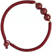 Fashion Cinnabar Bracelet, Cotton Thread, with Cinnabar & Zinc Alloy, Round, gold color plated, fashion jewelry & for woman 