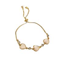 Cultured Freshwater Pearl Brass Bracelet, with Freshwater Pearl & Resin, real gold plated, fashion jewelry & for woman & with rhinestone, golden cm 