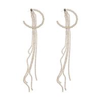 Fashion Fringe Earrings, Zinc Alloy, with Plastic Pearl, silver color plated, fashion jewelry & for woman & with rhinestone, silver color, 200mm 