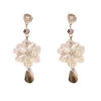 Zinc Alloy Rhinestone Drop Earring, with Crystal & Acrylic, Flower, silver color plated, fashion jewelry & for woman & with rhinestone, white 