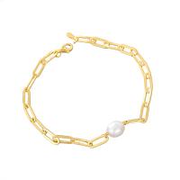 Pearl Sterling Silver Bracelets, 925 Sterling Silver, with pearl, plated, fashion jewelry & for woman 200mm 