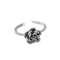 Стерлингового серебра кольцо, 925 пробы, Форма цветка, Регулируемый & Женский, продается PC