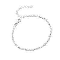 Sterling Silver Chain Bracelet, 925 Sterling Silver, plated, fashion jewelry & for woman 200mm 