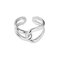 925 Sterling Silver Cuff Finger Ring, plated, Adjustable & for woman & hollow 
