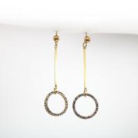 Zinc Alloy Rhinestone Drop Earring, Donut, plated, for woman & with rhinestone & hollow 