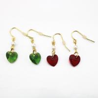 Crystal Drop Earring, Zinc Alloy, with Crystal & Plastic Pearl, Heart, gold color plated, fashion jewelry & for woman 60mm 