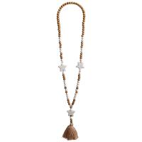 Fashion Fringe Necklace, Howlite, with Cotton Thread & Crystal & Wood & for woman Approx 35.4 Inch 