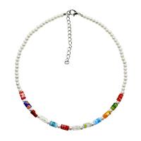 Collar de la joyería de cristal de Murano, con Perlas plásticas & aleación de zinc, para mujer, longitud:aproximado 13 Inch, Vendido por UD