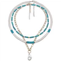 Fashion Multi Layer Necklace, Polymer Clay, with Seedbead & turquoise & Glass Pearl & Zinc Alloy, three pieces & Bohemian style & for woman Approx 14.1 Inch, Approx  17 Inch, Approx  18 Inch 