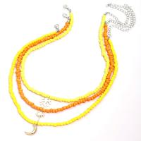 Glass Seed Beads Necklace, Seedbead, with Zinc Alloy, with 1.96 inch extender chain, gold color plated, three layers & dyed & for woman Approx 15.74 Inch 