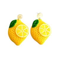 Resin Drop Earring, with Zinc Alloy, Fruit & for woman, multi-colored, 65mm 