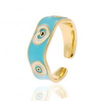 Brass Cuff Finger Ring, gold color plated, Adjustable & with heart pattern & for woman & enamel 