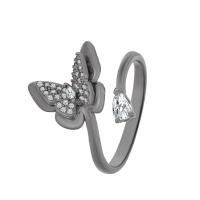 Brass Cuff Finger Ring, Butterfly, fashion jewelry & micro pave cubic zirconia & for woman 1.8cm 