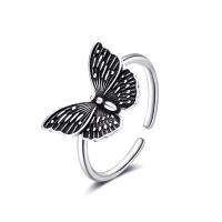 Brass Finger Ring, Butterfly, antique silver color plated, fashion jewelry & for woman, 20mm 