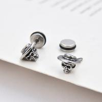 Stainless Steel Stud Earring, 304 Stainless Steel, Skull, fashion jewelry & Unisex, original color 