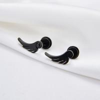 Stainless Steel Stud Earring, 304 Stainless Steel, Wing Shape, fashion jewelry & Unisex, black 