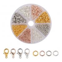 Kit de bricolage bijoux conclusion, alliage de zinc, avec Boîte en plastique & laiton, DIY, couleurs mélangées Vendu par boîte