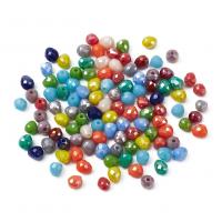 Vernickelt Glasperlen, Glas, Tropfen, DIY & facettierte, gemischte Farben, 4.5x4.5x1mm, 120PCs/Tasche, verkauft von Tasche
