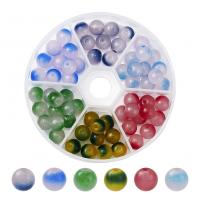 Vernickelt Glasperlen, Glas, mit Kunststoff Kasten, rund, DIY, gemischte Farben, verkauft von Box