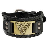 Cowhide Bracelets, with PU Leather & Iron & Zinc Alloy, plated, fashion jewelry & Unisex 