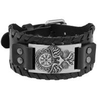 Cowhide Bracelets, with PU Leather & Iron & Zinc Alloy, plated, fashion jewelry & Unisex 