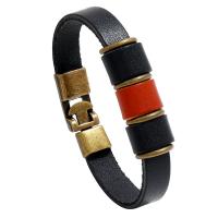 Cowhide Bracelets, with Iron & Zinc Alloy, antique brass color plated, fashion jewelry & Unisex 