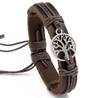Cowhide Bracelets, with Linen & Zinc Alloy, Tree, fashion jewelry & Unisex 12*170-180mm 