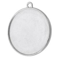 Zinc Alloy Pendant Cabochon Setting, Flat Round, plated, DIY Approx 2mm 