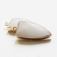 Gemstone Brass Pendants, with Brass, Triangle, gold color plated, Unisex & faceted 