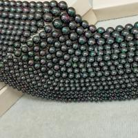 Muschelkern Perle, rund, plattiert, DIY & verschiedene Größen vorhanden, schwarz, Länge:ca. 14.96 ZollInch, verkauft von Strang