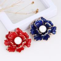 Zinc Alloy Jewelry Brooch, with Plastic Pearl, plated, fashion jewelry & for woman 