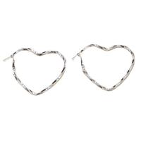 Zinc Alloy Hoop Earring, Heart, silver color plated, fashion jewelry & for woman, silver color 
