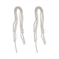 Fashion Fringe Earrings, Zinc Alloy, silver color plated, fashion jewelry & micro pave cubic zirconia & for woman, silver color 