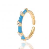 Brass Cuff Finger Ring, gold color plated, Adjustable & for woman & enamel 22mm 