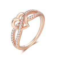 Cubic Zirconia Micro Pave Brass Finger Ring, Heart, plated & micro pave cubic zirconia & for woman & hollow 1mm, US Ring 