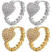 Brass Hoop Earring, Heart, plated, micro pave cubic zirconia & for woman 