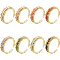 Befestigter Zirkonia Messingring Fingerring, Messing, goldfarben plattiert, Einstellbar & Micro pave Zirkonia & für Frau & Emaille, keine, 20x6.3mm, verkauft von PC