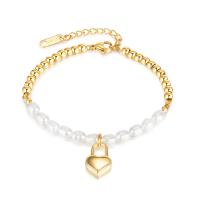 Cultured Freshwater Pearl Bracelets, 304 Stainless Steel, with Freshwater Pearl, with 1.97inch extender chain, Vacuum Ion Plating, fashion jewelry & for woman Approx 6.69 Inch 