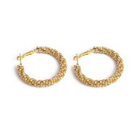 Brass Hoop Earring, fashion jewelry & micro pave cubic zirconia & for woman, golden, 44mm 