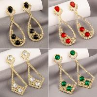 Zinc Alloy Rhinestone Drop Earring, gold color plated, fashion jewelry & for woman & with rhinestone 