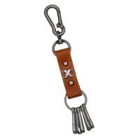 Leather Key Chains, Cowhide, with Iron & Zinc Alloy, fashion jewelry & Unisex, brown, 195mm 