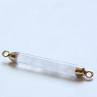 Gemstone Connector, Natural Stone, with Brass, Column, gold color plated, DIY & 1/1 loop 