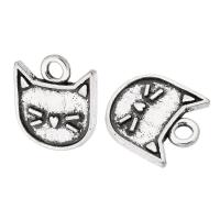 Zinklegierung Tier Anhänger, Katze, plattiert, unisex, keine, 13x14x1mm, Bohrung:ca. 2mm, verkauft von kg